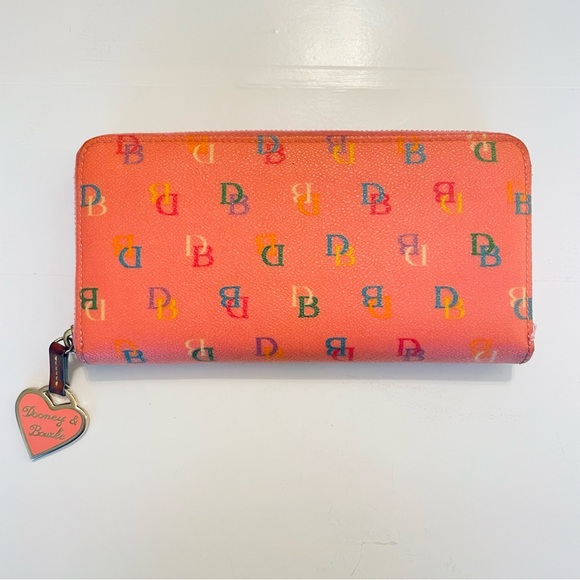 Dooney & Bourke Handbags - RARE | Vintage Dooney & Bourke Rainbow DB Logo Large Zip Around Wallet | Pink
